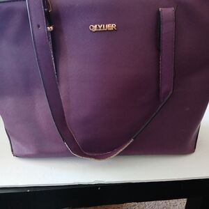 Purple Tote Bag with Gold Logo Accent